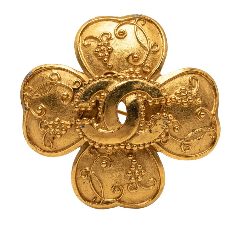 CHANEL Vintage Gold Logo Brooch - Picture 1 of 4